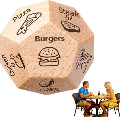 Stocking Stuffers Food Decision Dice Anniversary Birthday Christmas White Elephant Gifts for Men Women Him Her Wooden Dinner Decider for Date Night Wife Husband Couples Boyfriend Girlfriend in Saudi Arabia