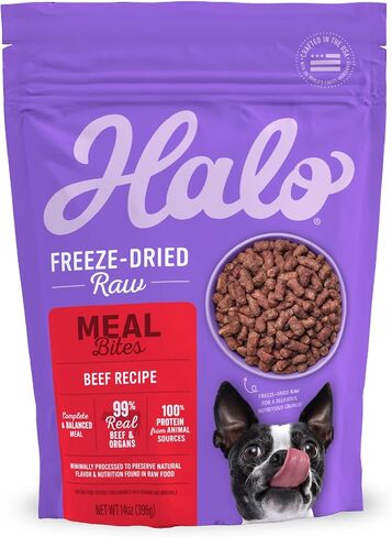 Halo Purely For Pets Halo Freeze Dried Raw Topper, Beef Protein Recipe, Freeze Dried Raw, Real Meat Topper, All Life Stages, 3.5-OZ Bag in Kuwait