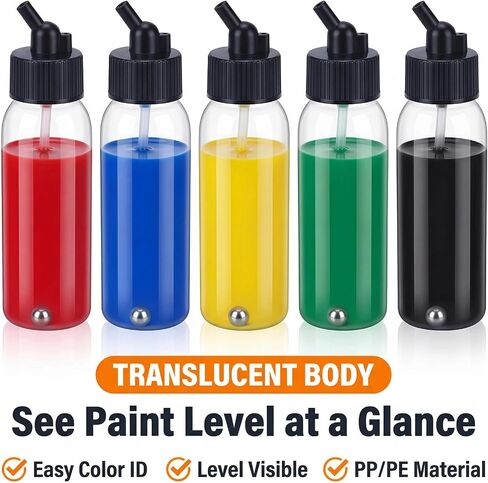 10 Pack 30ml Airbrush Bottles, Siphon Feed Plastic Jars with Lids in Saudi Arabia