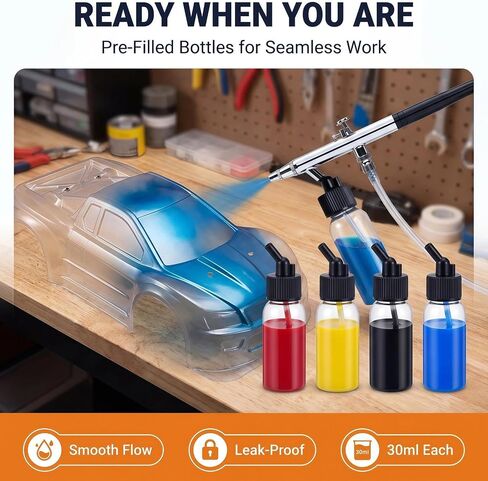 10 Pack 30ml Airbrush Bottles, Siphon Feed Plastic Jars with Lids in Saudi Arabia