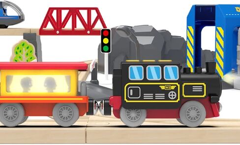 Motorized Train for Wooden Track, Remote Control Train with Magnetic Connection, Battery Operated Locomotive Trains for Toddlers, Compatible with Thomas, Brio, Chuggington in Kuwait