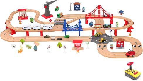 Motorized Train for Wooden Track, Remote Control Train with Magnetic Connection, Battery Operated Locomotive Trains for Toddlers, Compatible with Thomas, Brio, Chuggington in Kuwait