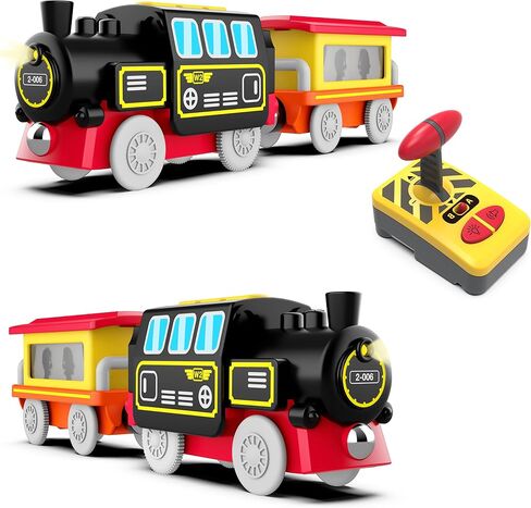 Motorized Train for Wooden Track, Remote Control Train with Magnetic Connection, Battery Operated Locomotive Trains for Toddlers, Compatible with Thomas, Brio, Chuggington in Kuwait