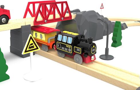 Motorized Train for Wooden Track, Remote Control Train with Magnetic Connection, Battery Operated Locomotive Trains for Toddlers, Compatible with Thomas, Brio, Chuggington in Kuwait