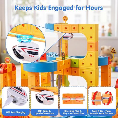 Gofunly Electric Train Set for Kids: 159 Pcs 3D Flexible Race Track Kit in Kuwait