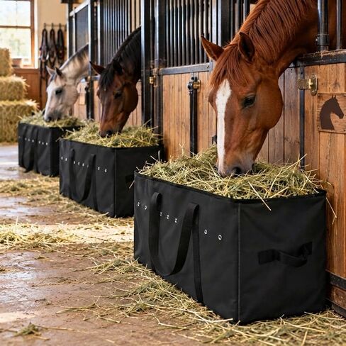 Sanwuta 2 Pack Hay Bale Bag 41 x 15 x 17 بوصة أكياس القش الكبيرة جدًا للخيول أكسفورد القماش حاوية تخزين القش الثقيلة حمل حقيبة تخزين بالة للماشية الماعز الأغنام الحصان الإمدادات (الأزرق) in Kuwait