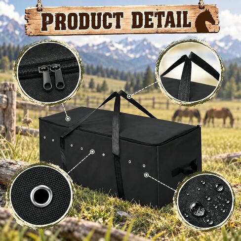Sanwuta 2 Pack Hay Bale Bag 41 x 15 x 17 بوصة أكياس القش الكبيرة جدًا للخيول أكسفورد القماش حاوية تخزين القش الثقيلة حمل حقيبة تخزين بالة للماشية الماعز الأغنام الحصان الإمدادات (الأزرق) in Kuwait