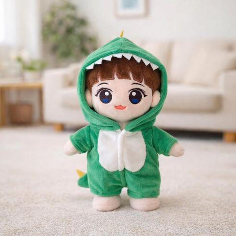 20cm Plush Doll Clothes. Black Hoodie & Blue Jeans, Two Pieces Set. Clothes Only. Plush Doll Is Not Included in Kuwait