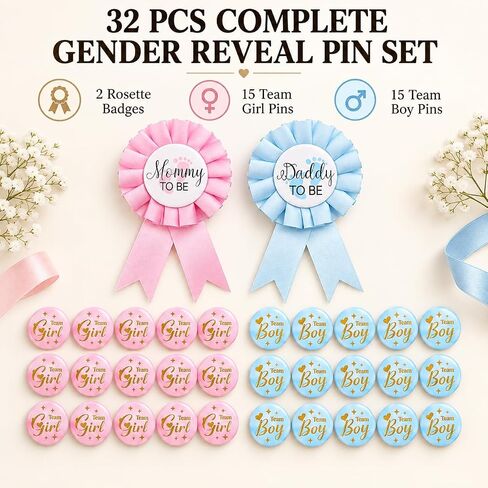 32Pcs Gender Reveal Pins Decorations Set for Gender Reveal Games in Kuwait