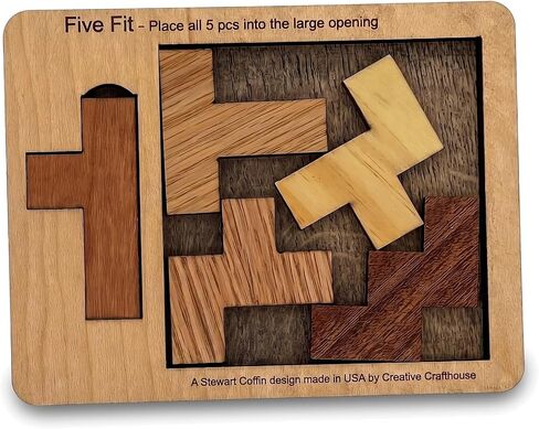 Five Fit Puzzle size small - a Brain Teaser Puzzle designed by Stewart Coffin in Saudi Arabia