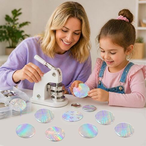 200 Pcs Badge Protective Film 70mm (2.76 in), 8 Styles of Holographic Glitter, 2.25 Inch 58mm No-Trim Button Making Supplies for Badge Pins and Fridge Magnets in Kuwait