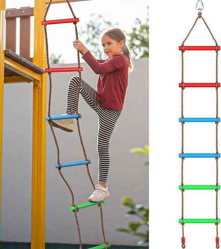 12Pcs Ninja Tree Climbing Holds and 6.56Ft Rope Ladder for Kids Climber in Saudi Arabia