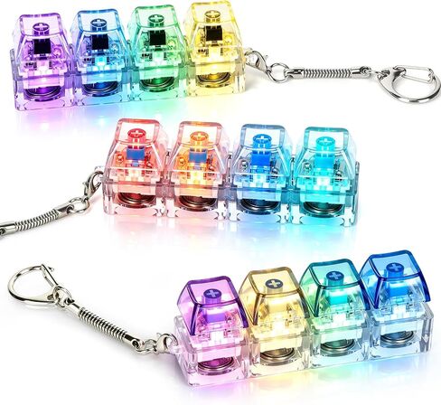 3-Pack Keyboard Fidget Toys, Mini Mechanical Switch Button Clicker (Clicky & Silent), Light Up ASMR Keychain Fidgets for Adults & Kids, Anti-Anxiety ADHD Focus Desk Toy with Lanyard in Kuwait
