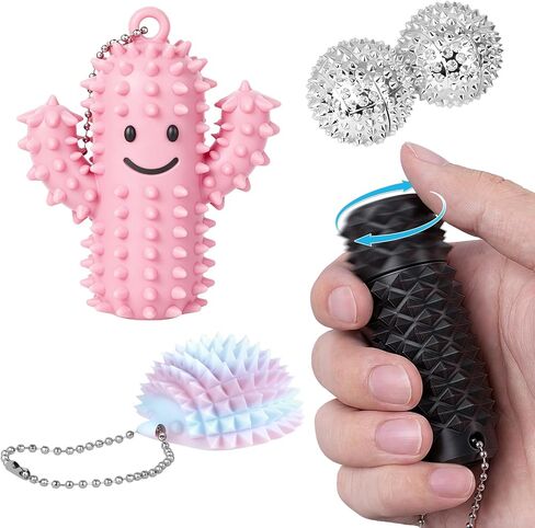 4 PCS Little Ouchies Pain Fidget, Pain Stim Fidgets for Adults, Spinning Spiky Roller Fidget - Pain Stim Tool Sensory Toy for Anxiety & Stress Relief, 3D Printed Grippie Stim Keychain Gifts for Adults in Saudi Arabia