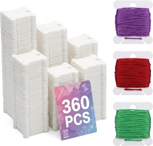 360 Pcs Embroidery Floss Bobbins, 1.5" x 1.4", Durable Plastic (White) in Kuwait