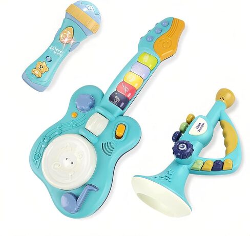 Toddler Musical Instruments Toys, Trumpet, Microphone, Guitar for Kids Baby, Musical Toy Set for Children Boys Girls Gifts,Preschool Learning Toys Ages 2 3 4 5 in Saudi Arabia