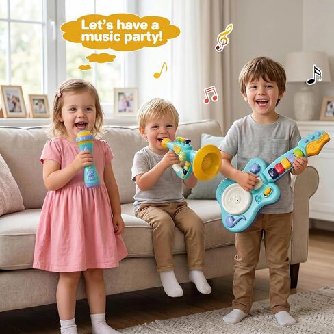 Toddler Musical Instruments Toys, Trumpet, Microphone, Guitar for Kids Baby, Musical Toy Set for Children Boys Girls Gifts,Preschool Learning Toys Ages 2 3 4 5 in Saudi Arabia