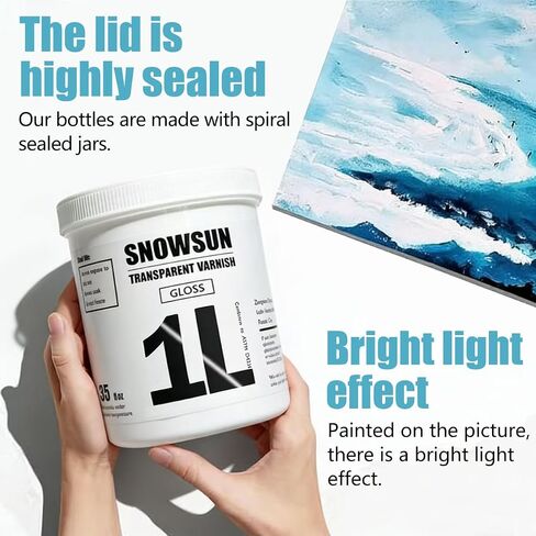 SNOWSUN High-Gloss Varnish 1L for Acrylic Painting Clear Finish in Saudi Arabia