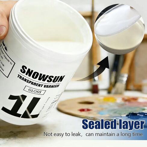 SNOWSUN High-Gloss Varnish 1L for Acrylic Painting Clear Finish in Saudi Arabia