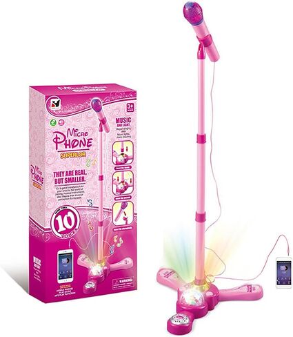 Model Karaoke Machine for Singers,Rechargeable Karaoke Machine Toys with Adjustable Stand,Kids Microphone with Flashing Stage Lights Adjustable Stand Gift in Saudi Arabia