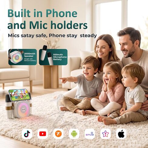 Kids Karaoke Machine with 2 Wireless Microphones, Bluetooth Speaker in Kuwait