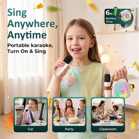 Kids Karaoke Machine with 2 Wireless Microphones, Bluetooth Speaker in Kuwait