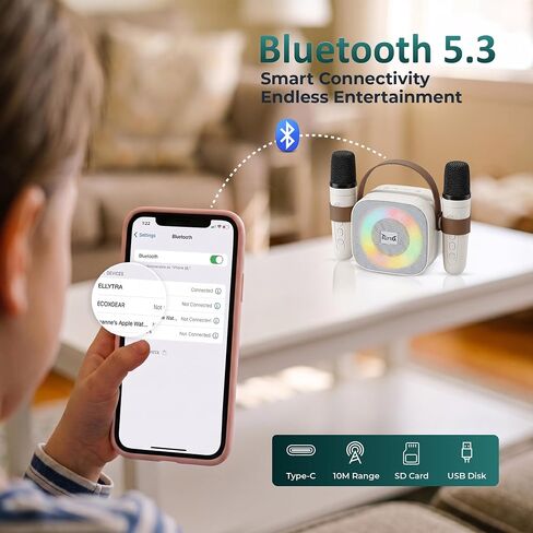 Kids Karaoke Machine with 2 Wireless Microphones, Bluetooth Speaker in Kuwait