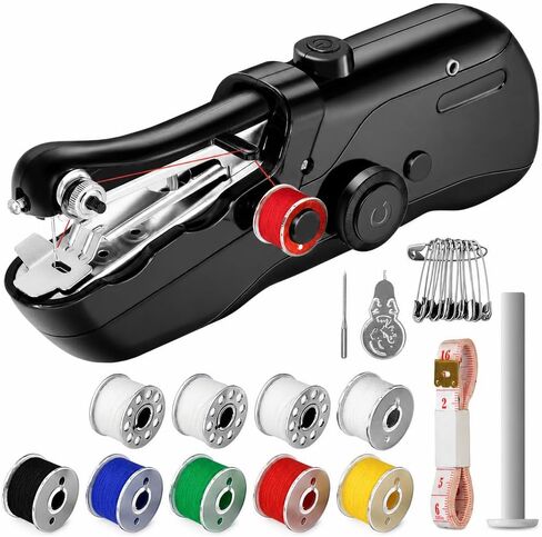 Handheld Sewing Machine,Cordless Mini Portable Sewing Machine for Beginners | Electronic Small Mending Machine for Quick Stitching, Hemming, & DIY Crafts (Black) in Kuwait