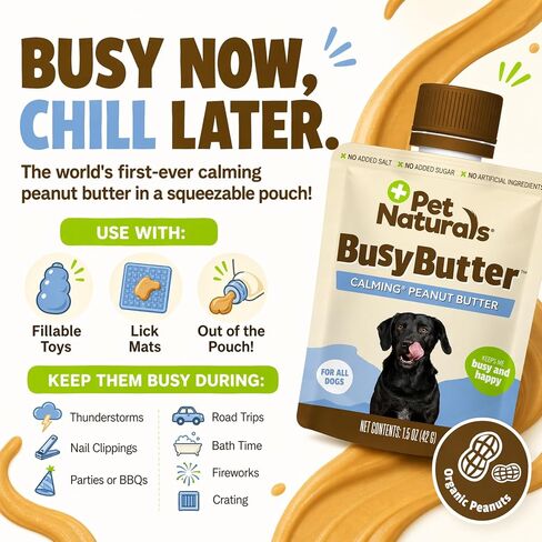 Pet Naturals BusyButter Calming Peanut Butter for Dogs, 6 Pouches in Kuwait