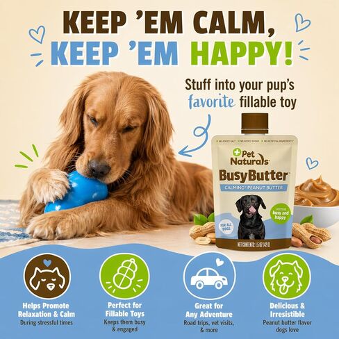 Pet Naturals BusyButter Calming Peanut Butter for Dogs, 6 Pouches in Kuwait