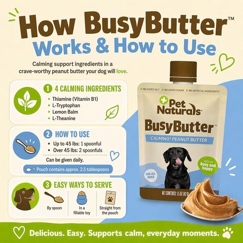 Pet Naturals BusyButter Calming Peanut Butter for Dogs, 6 Pouches in Kuwait