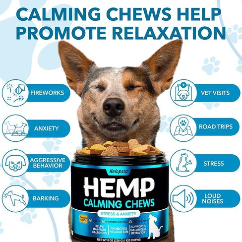 Hemp Calming Chews for Dogs - 120 Treats - Dog Сalming Сhews for Anxiety in Kuwait