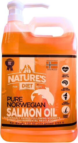 Nature's Diet Pet 32 oz Norwegian Salmon Oil Dogs & Cats - Natural Support for Joint Function Immune Heart Health Appetite Skin & Coat Omega 3 6 9 Liquid Food Topper EPA DHA Fatty Acids in Kuwait