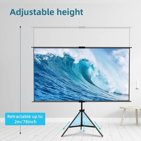 Projector Screen with Stand,Lejiada 100 inch Indoor Outdoor Projection Screen, Portable 16:9 4K HD Movie Screen with Carry Bag Wrinkle-Free Design for in Kuwait