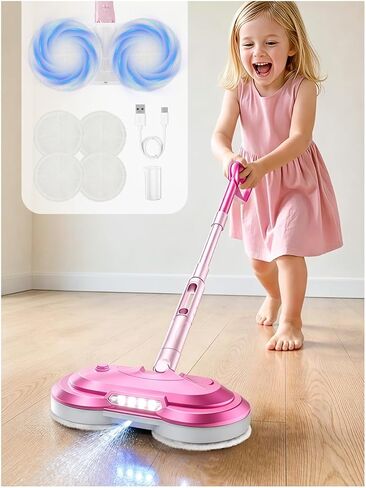 BLAXTEM Electric Mop Toy, Rechargeable W/ Water Sprayer (Light Blue) in Saudi Arabia