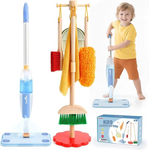 Wooden Toddler Cleaning Set, 10Pcs Kids Cleaning Toy Set with Kid Spray Mop in Saudi Arabia