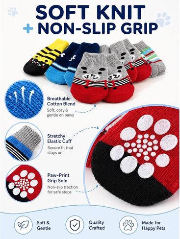 Sadnyy 24 Pcs Dog Socks for Extra Small Dogs Non Slip Puppy Shoe with Gripper Anti Slip Pet Bootie to Prevent Licking Cute Doggie Paw Protector for Hardwood Floor Prevent Scratching Wound Hot Pavement in Kuwait