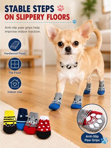 Sadnyy 24 Pcs Dog Socks for Extra Small Dogs Non Slip Puppy Shoe with Gripper Anti Slip Pet Bootie to Prevent Licking Cute Doggie Paw Protector for Hardwood Floor Prevent Scratching Wound Hot Pavement in Kuwait