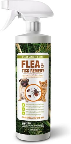 EcoVenger Flea & Tick Removal Spray 16oz for Dogs and Cats, Protects from Fleas, Mites, Ticks & Mosquitoes, eliminates+ Repels+ Housekeeping, Indoors/Outdoors, Plant-Based Formula Safe for Pets & Kids in Kuwait