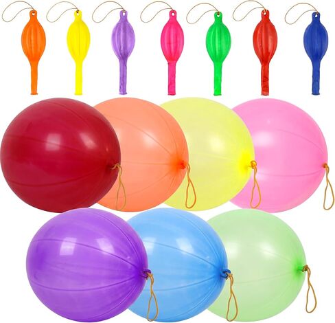 RUBFAC Punch Balloons, Birthday Balloons Party Favors For Kids, 36Pcs Thickened Heavy Duty Neon Punching Bouncy Ball for Party Goodie Bag Stuffers Exciting Outdoor Play Supply in Saudi Arabia