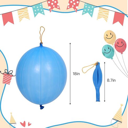 RUBFAC Punch Balloons, Birthday Balloons Party Favors For Kids, 36Pcs Thickened Heavy Duty Neon Punching Bouncy Ball for Party Goodie Bag Stuffers Exciting Outdoor Play Supply in Saudi Arabia