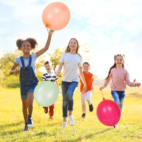 RUBFAC Punch Balloons, Birthday Balloons Party Favors For Kids, 36Pcs Thickened Heavy Duty Neon Punching Bouncy Ball for Party Goodie Bag Stuffers Exciting Outdoor Play Supply in Saudi Arabia