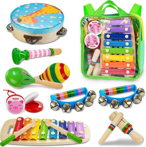 Kids Musical Instruments, Montessori Wooden Musical Toys for Toddlers in Kuwait