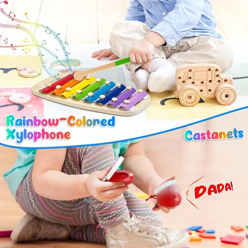 Kids Musical Instruments, Montessori Wooden Musical Toys for Toddlers in Kuwait