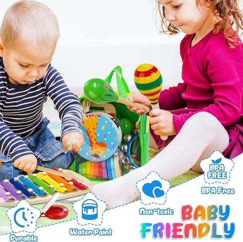 Kids Musical Instruments, Montessori Wooden Musical Toys for Toddlers in Kuwait