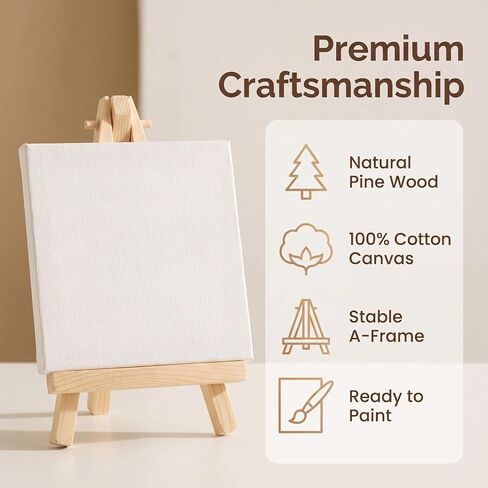 4 Pcs Mini Canvas and Easel Set 4x4 Inch White Blank for Painting Kids in Saudi Arabia