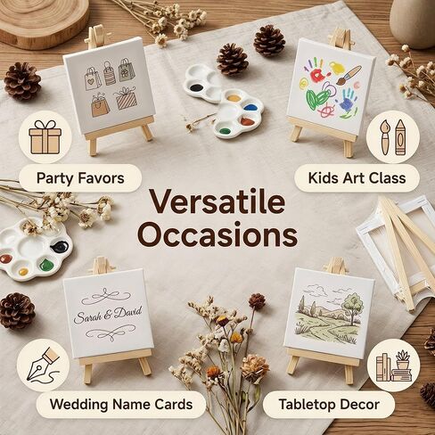 4 Pcs Mini Canvas and Easel Set 4x4 Inch White Blank for Painting Kids in Saudi Arabia