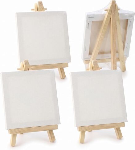 4 Pcs Mini Canvas and Easel Set 4x4 Inch White Blank for Painting Kids in Saudi Arabia