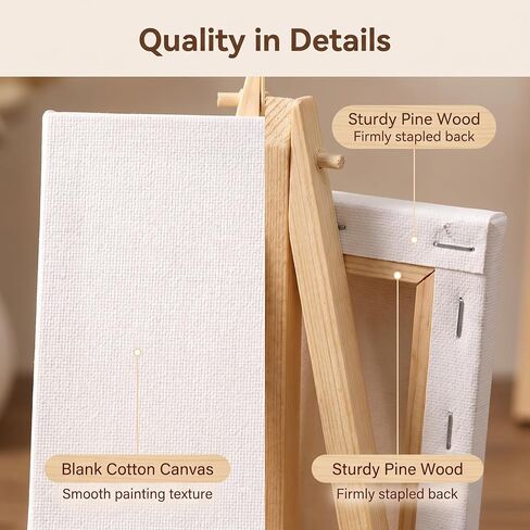 4 Pcs Mini Canvas and Easel Set 4x4 Inch White Blank for Painting Kids in Saudi Arabia