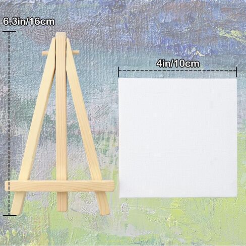 4 Pcs Mini Canvas and Easel Set 4x4 Inch White Blank for Painting Kids in Saudi Arabia